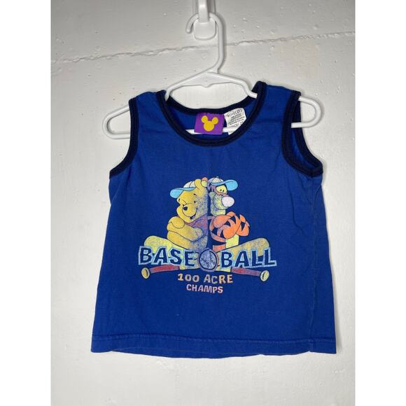 Disney Winnie the Pooh Bear Tigger Baseball 100 Acres Blue Tank Size 2T - Picture 1 of 5
